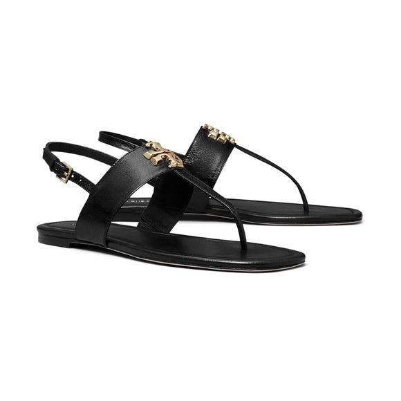 Tory Burch Black Sandals with Gold hardware NWT - Picture 2 of 11